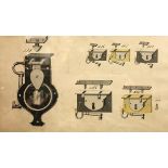 A set of five 19th Century illustrations depicting various locks and lock mechanisms also further