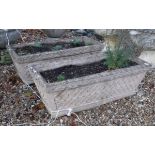A pair of Haddonstone Celtic Knot style decorated rectangular planters
