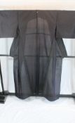 A circa 1950 RO silk formal kimono with Muji pattern of black colour