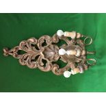 A carved giltwood and gesso wall light in the rococco style together with a modern eight branch