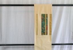 A circa 1950 silk semi-formal Kyo Fukuro obi with Sarasa decoration on a cream ground