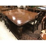 A late Victorian mahogany rectangular extending dining table,