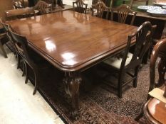 A late Victorian mahogany rectangular extending dining table,