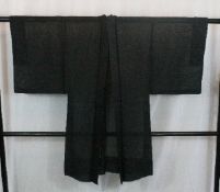 A circa 1950 men's Natsu haori (summer jacket) in black