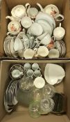 Two boxes of assorted mid 20th Century and later Japanese tea wares, coasters, etc,