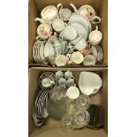 Two boxes of assorted mid 20th Century and later Japanese tea wares, coasters, etc,