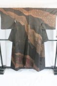 A circa 1970 Tsukesage Homongi Edo Sarasa silk kimono with Tsujiga hana (Tsuji flowers) pattern