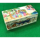 A 19th Century Chinese famille-rose decorated pen box with two section interior,