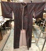 Four sections of mid 20th Century kimono silk of varying patterns