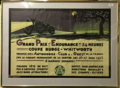 A framed and glazed reproduction poster for the 24 Hour Grand Prix Endurance,