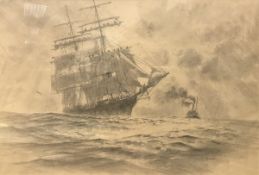 J BRAVES "Tall Masted Sailing Ship and Steamboat",