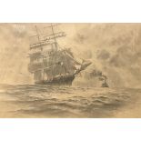 J BRAVES "Tall Masted Sailing Ship and Steamboat",