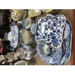 A collection of 19th Century and later blue and white transfer decorated china wares to include