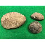 Three various Inca style carved stone ornaments,