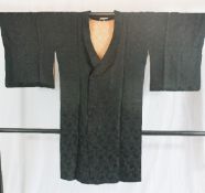 A circa 1900 Michiyuki rinzu black formal jacket for travel with self pattern decoration