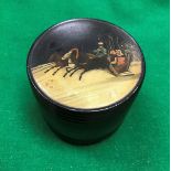 A 19th Century Russian lacquered cylindrical tea caddy,