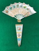 A Victorian printed cardboard fan of arrow form inscribed "The Language of Flowers,