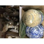 Two boxes of assorted china and ornamental wares to include Chinese ginger jar,