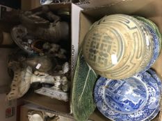 Two boxes of assorted china and ornamental wares to include Chinese ginger jar,