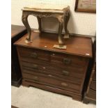 A circa 1900 walnut chest of two short over two long drawers on bracket feet,