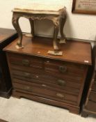 A circa 1900 walnut chest of two short over two long drawers on bracket feet,