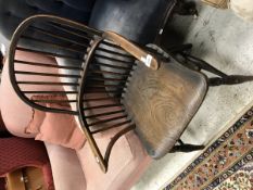 A 19th Century Thames Valley elm and yew wood stick back elbow chair