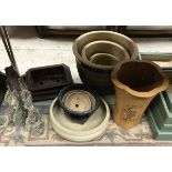 A collection of twelve Japanese Bonsai pots of varying shapes and sizes CONDITION REPORTS