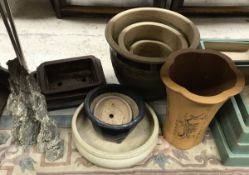 A collection of twelve Japanese Bonsai pots of varying shapes and sizes CONDITION REPORTS