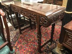 A Chinese hardwood altar type side table CONDITION REPORTS Basically sound