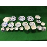 A collection of Chinese blue and white tea wares to include Kangxi tea bowl,
