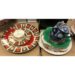 A Royal Crown Derby "Imari" pattern cake plate and matching tea plate,