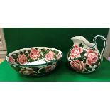 A Wemyss "Cabbage Rose" toilet jug and bowl, the jug stamped "Wemyss", the bowl "Wemyss ware R.H....