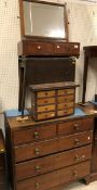 A 19th Century oak and ebony strung chest of two short over three long drawers,