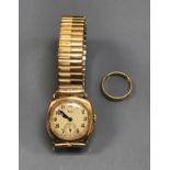 A 9 carat gold cased Wyler wristwatch with expanding bracelet,