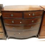 A 19th Century mahogany bow fronted chest of two short over three long drawers