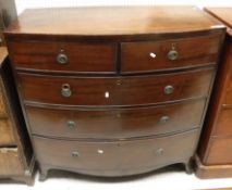 A 19th Century mahogany bow fronted chest of two short over three long drawers