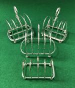 Four various silver four section toast racks (various dates and makers), 12.