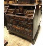 A 19th Dutch mahogany and marquetry inlaid bureau of typical form