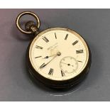 A silver cased pocket watch, the movement by J W Benson,