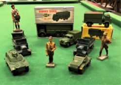 A Dinky Toys 10-tonne army truck 622 (boxed), an army 1 tonne cargo truck 641 (boxed),