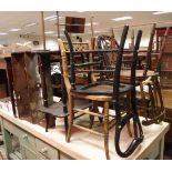 A collection of furniture comprising six various chairs, a Victorian carters reading/music stand,