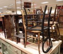 A collection of furniture comprising six various chairs, a Victorian carters reading/music stand,