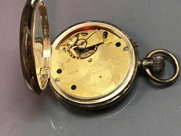 A silver cased pocket watch, the movement by J W Benson, - Image 2 of 2