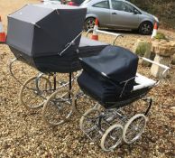 A Grey Silvercross carriage pram (modern),