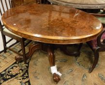 A 19th Century burr walnut loo table,