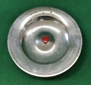 A modern silver alms dish with central love heart enamelled motif and inscribed "Variety Club's