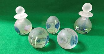 A collection of Caithness paperweights to include "Iris" paperweight No'd.