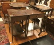 A pair of Edwardian mahogany single drawer side tables together with a Victorian mahogany