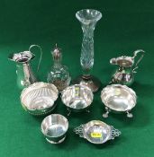 A collection of small silver wares to include baluster shaped cream jug (by Rodney C Petit of