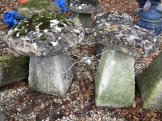 Two staddle stones and tops